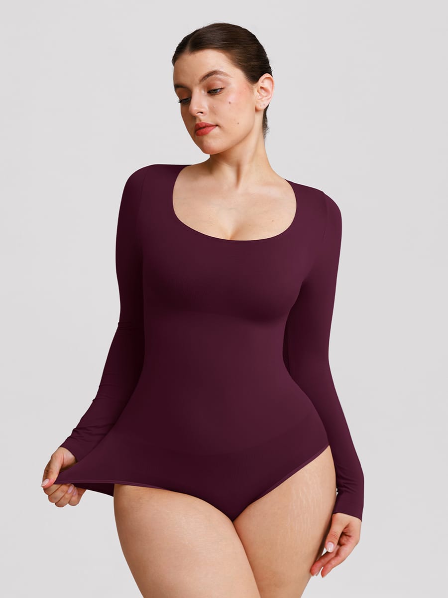 Seamless Scoop Neck Tummy Control Briefs Bodysuit 23