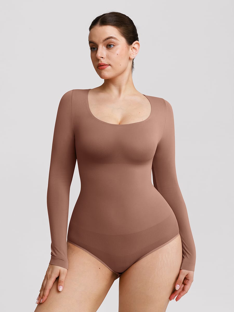Seamless Scoop Neck Tummy Control Briefs Bodysuit 16