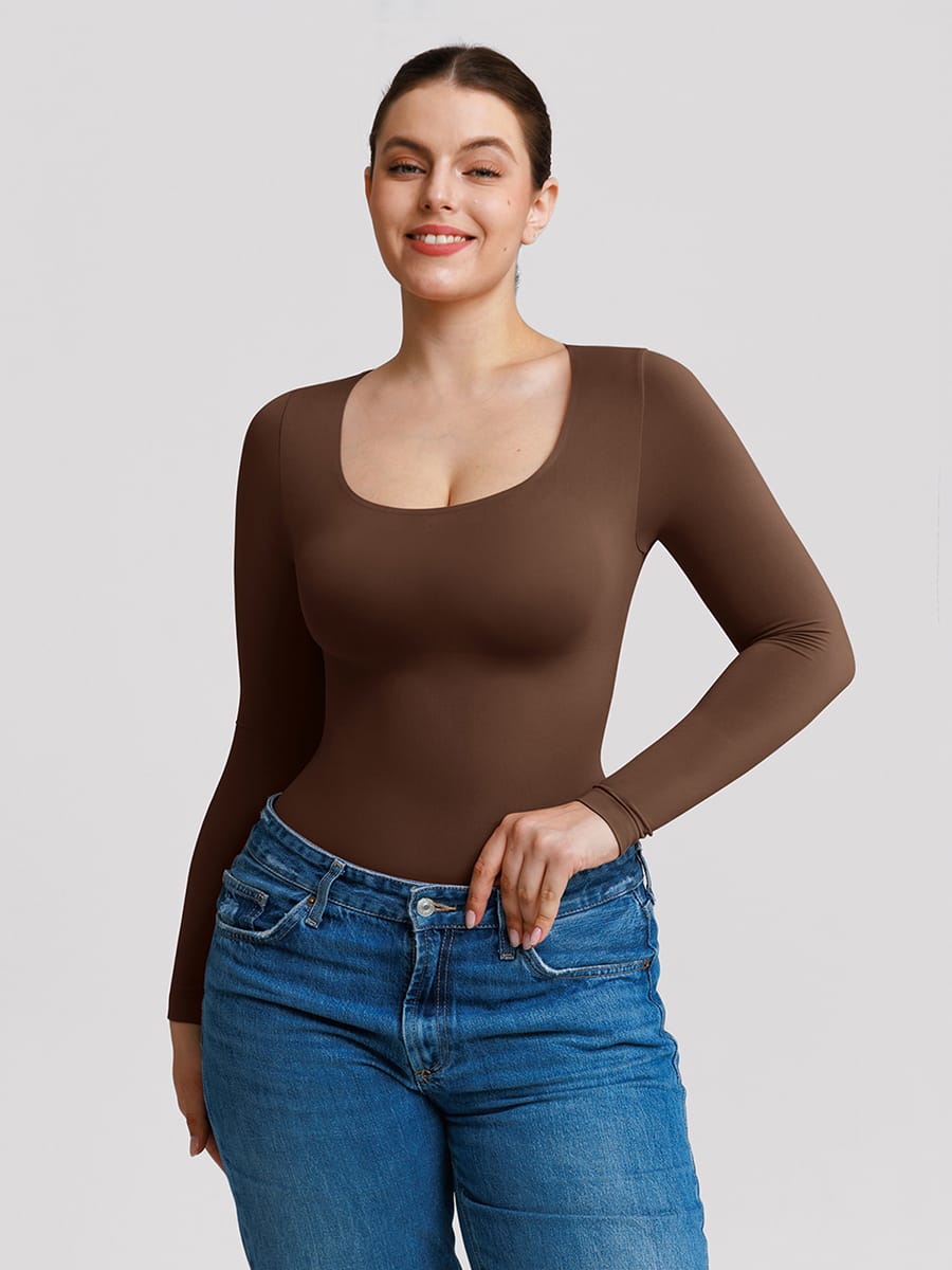 Seamless Scoop Neck Tummy Control Briefs Bodysuit 11