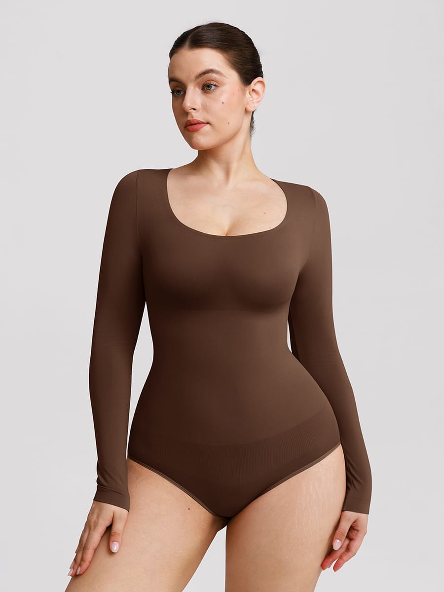Seamless Scoop Neck Tummy Control Briefs Bodysuit 8