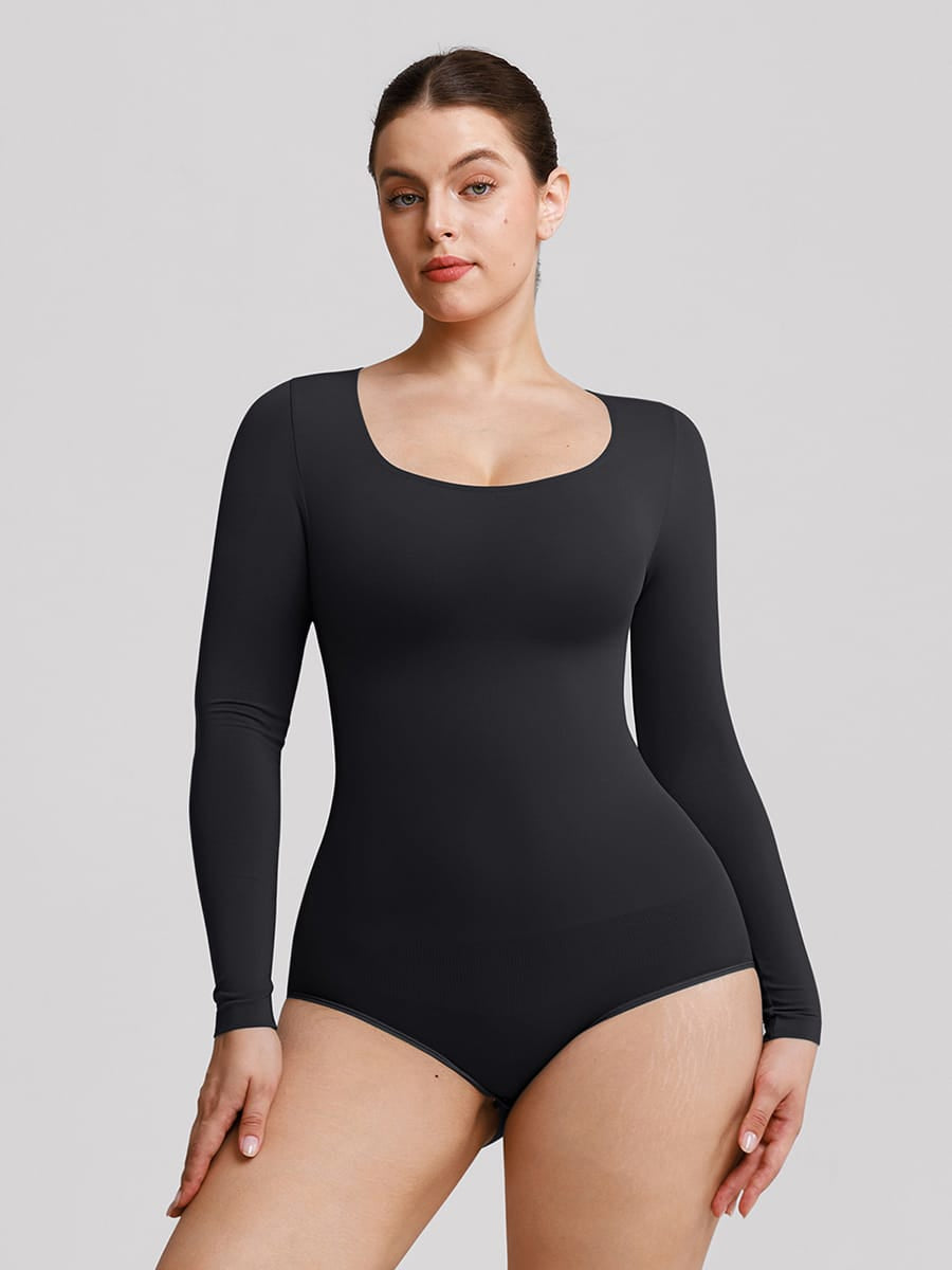Seamless Scoop Neck Tummy Control Briefs Bodysuit 1