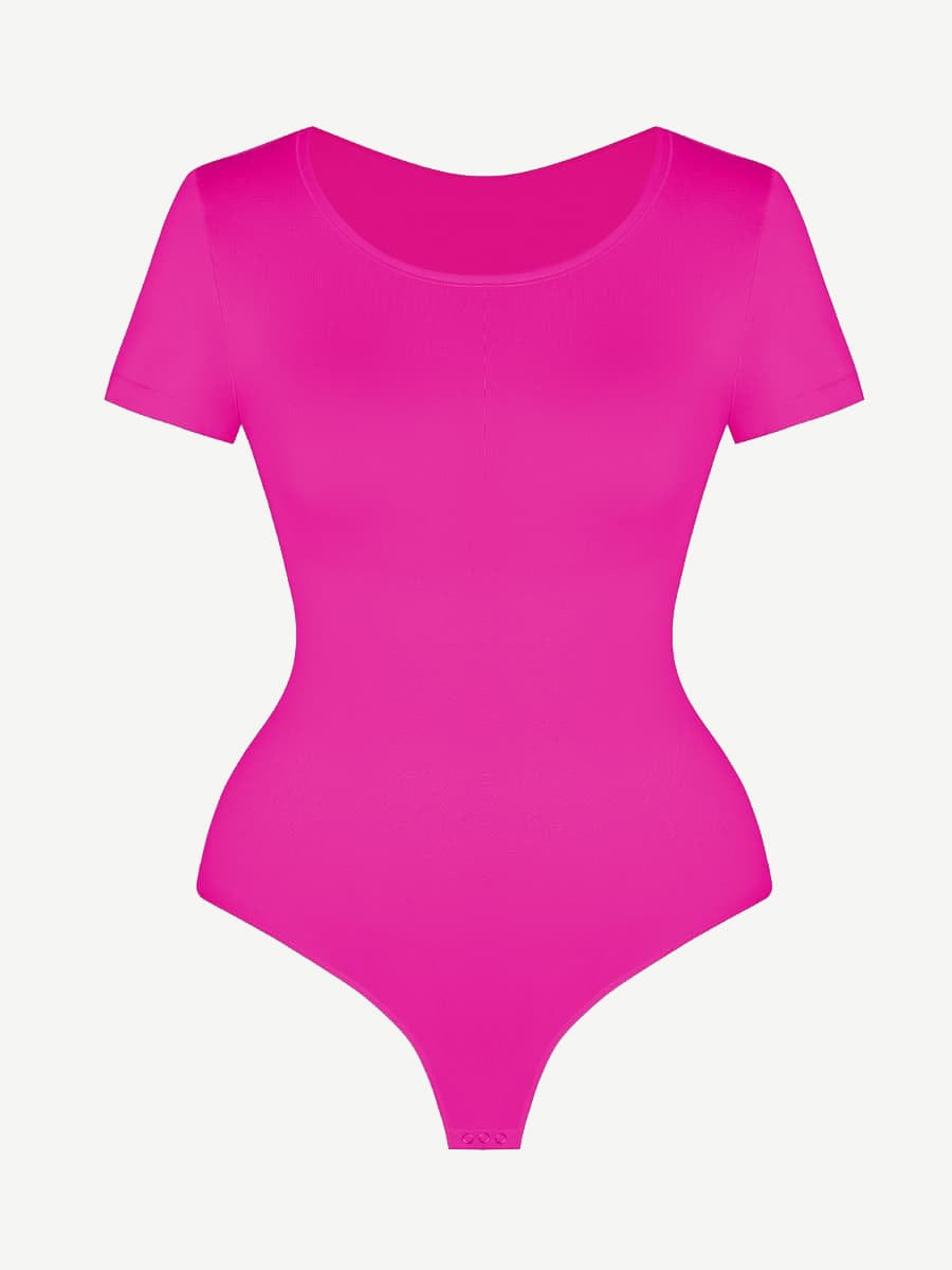 Seamless Short-Sleeve Thong Bodysuit Black 2