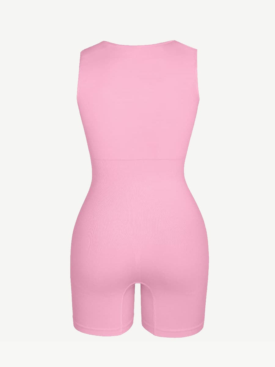 Eco-Friendly Inverted T-Strap Waist Shaping Jumpsuit White 1