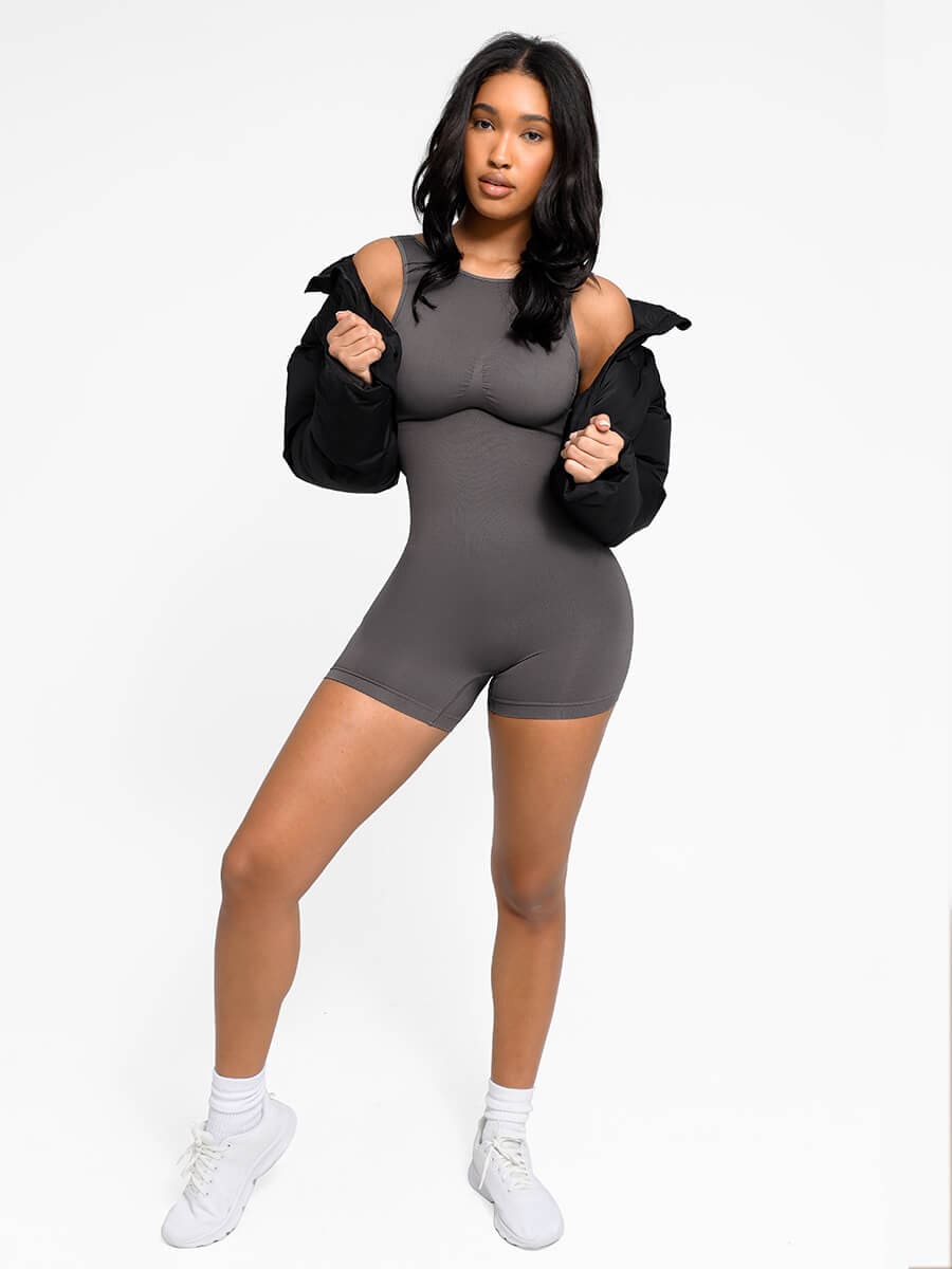 Round Neck U-Back Bodysuit With Removable Cups 3