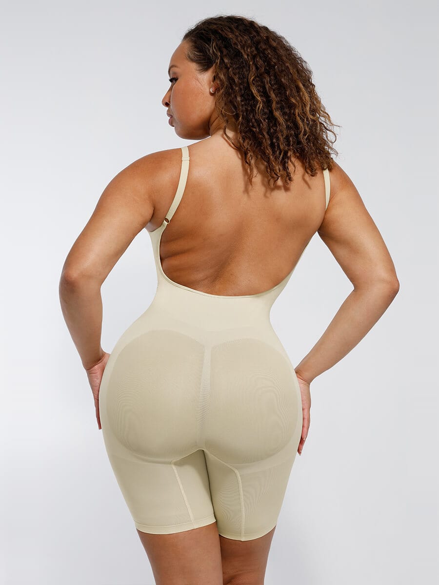 Covered Open-Back Boxer Bodysuit Black 1