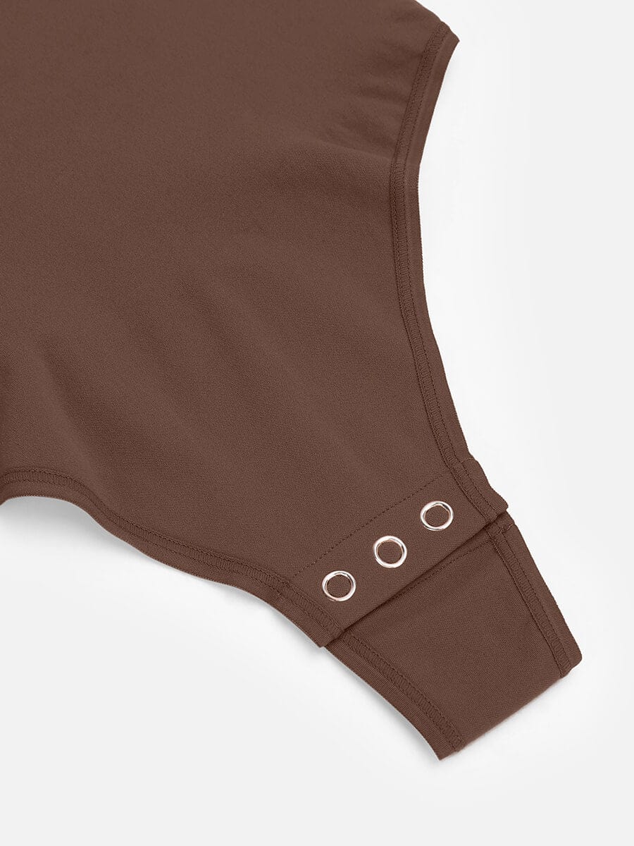 Seamless Long Sleeve Diamond Neck Thong Bodysuit 8