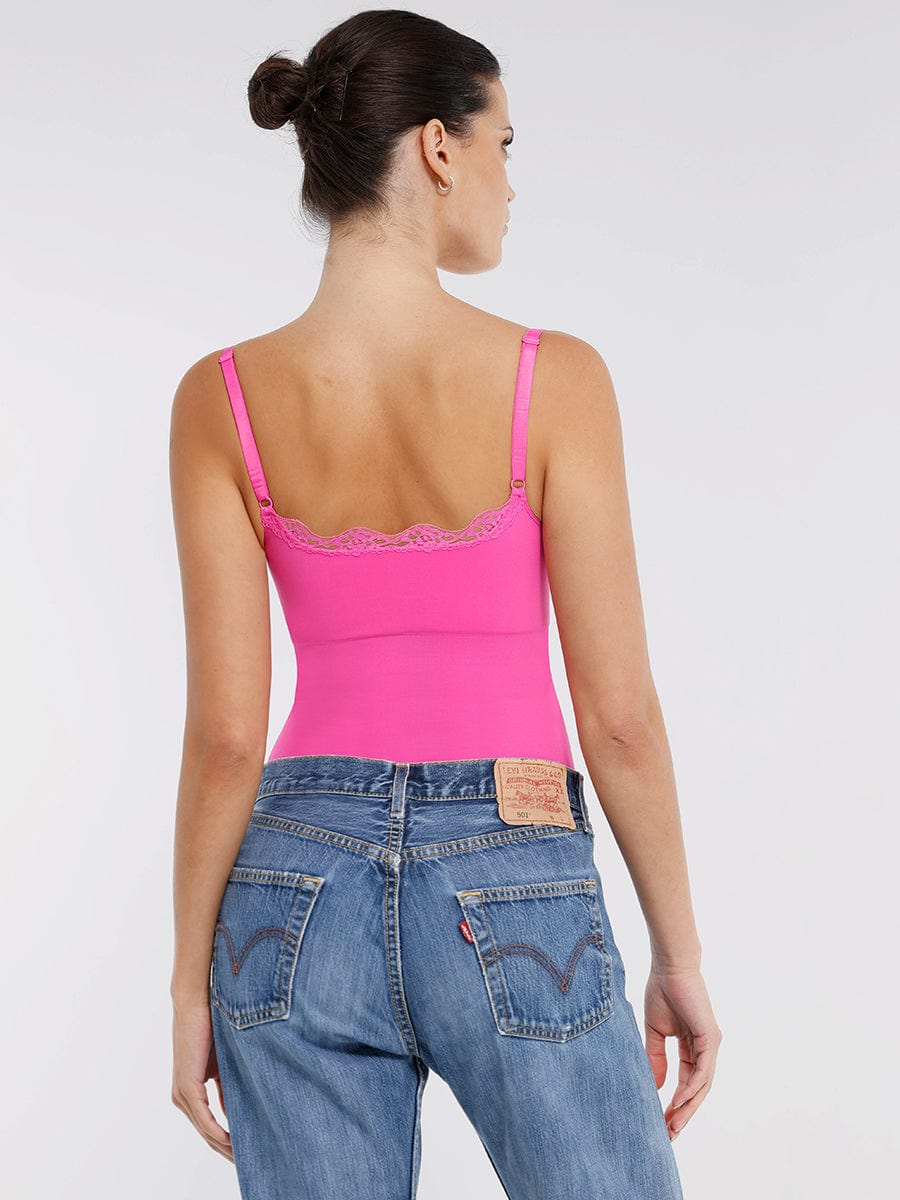 Seamless Lace Cami Tummy Control Thong Bodysuit 9
