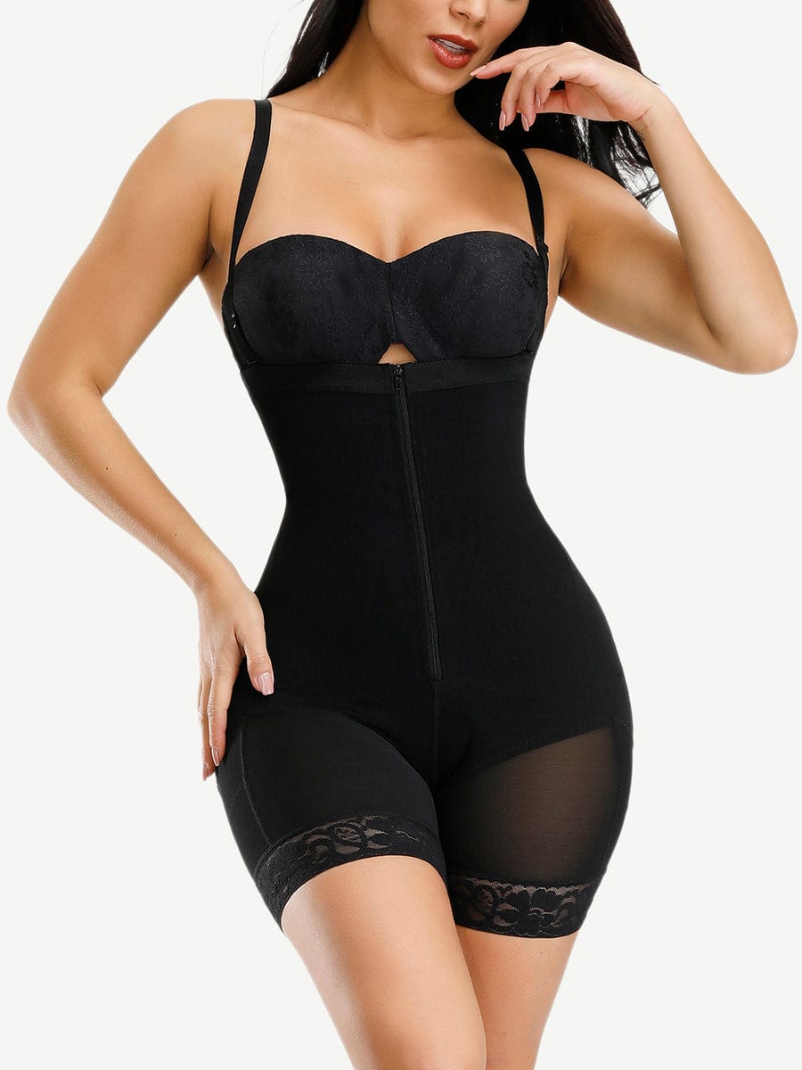 Detachable Strap Post-Surgery Full Body Shaper Black 3