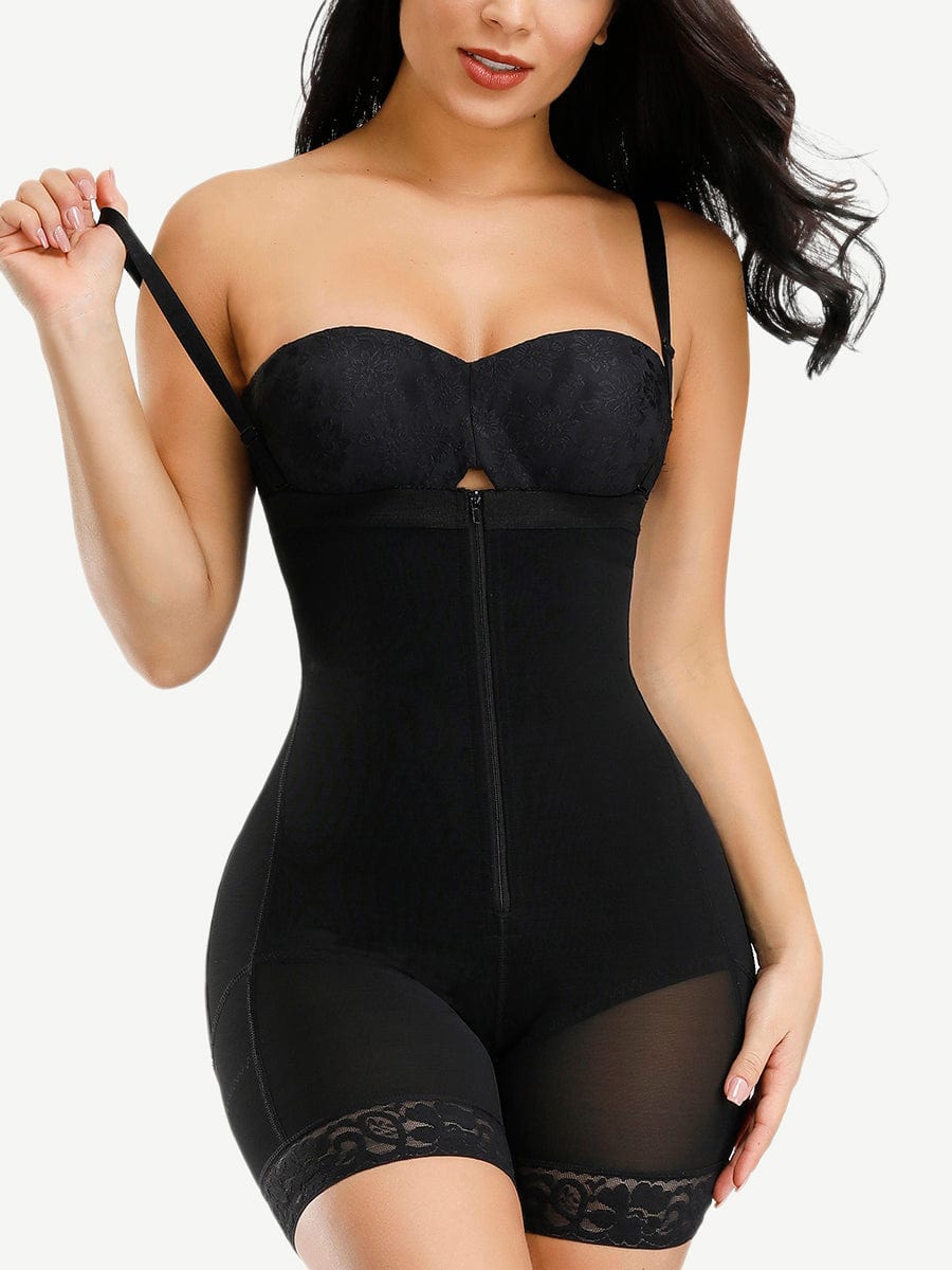 Detachable Strap Post-Surgery Full Body Shaper Black 1