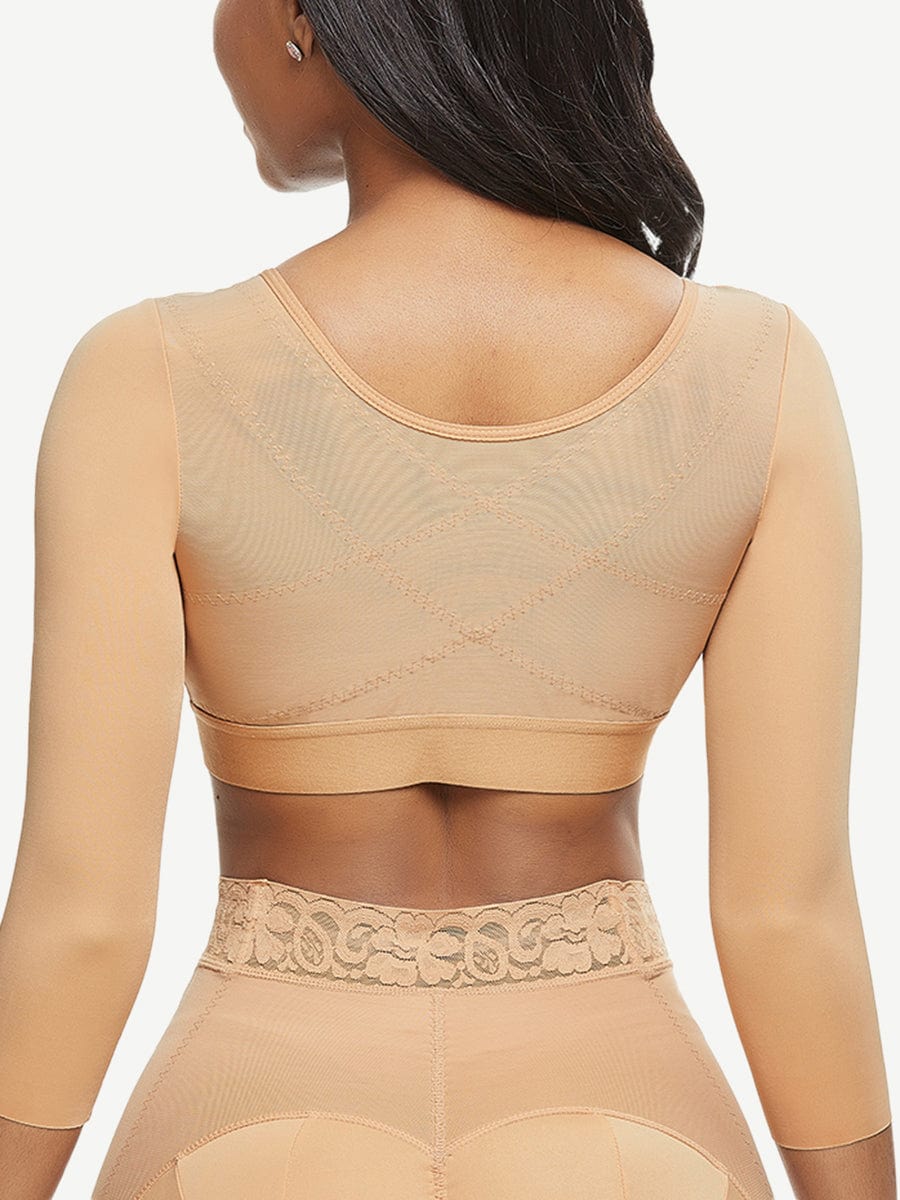 Post-Surgery Crop Shapewear With 3-Row Hooks Dark Skin 3