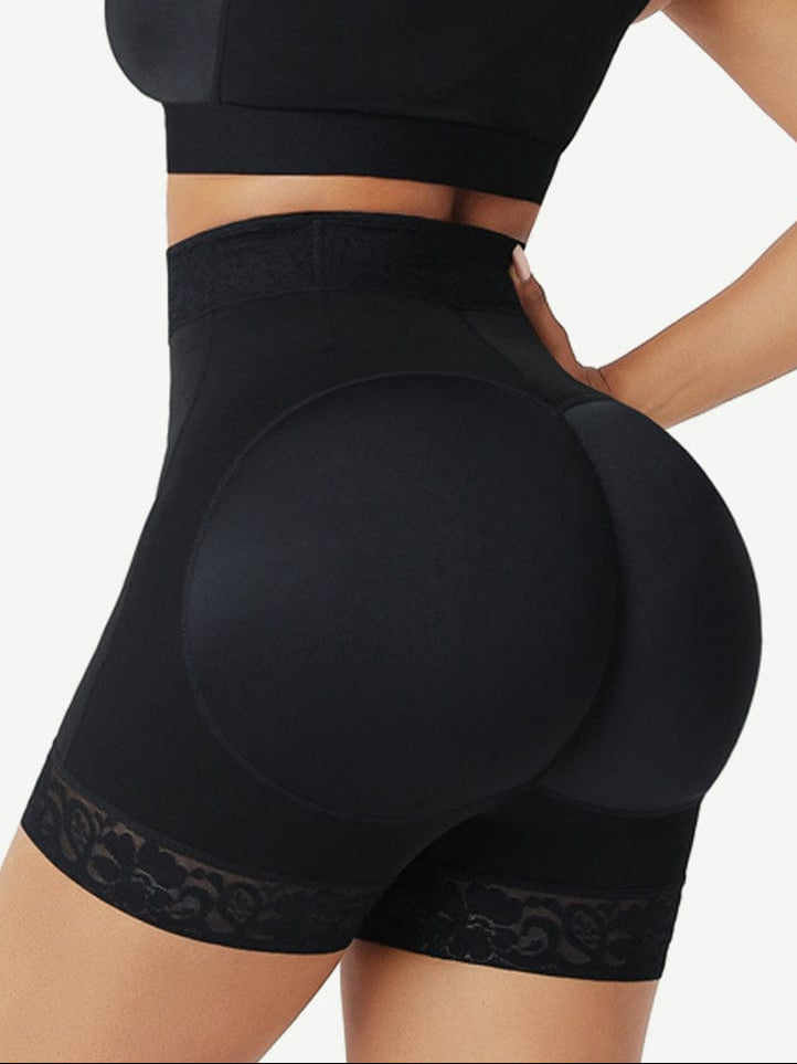 Front Zipper Butt Lifter Shorts Black 2
