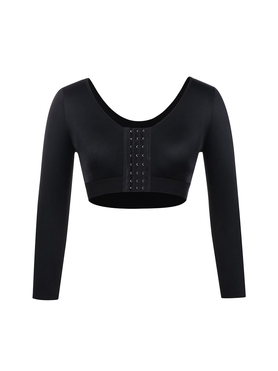 Post-Surgery Crop Shapewear With 3-Row Hooks Black 5