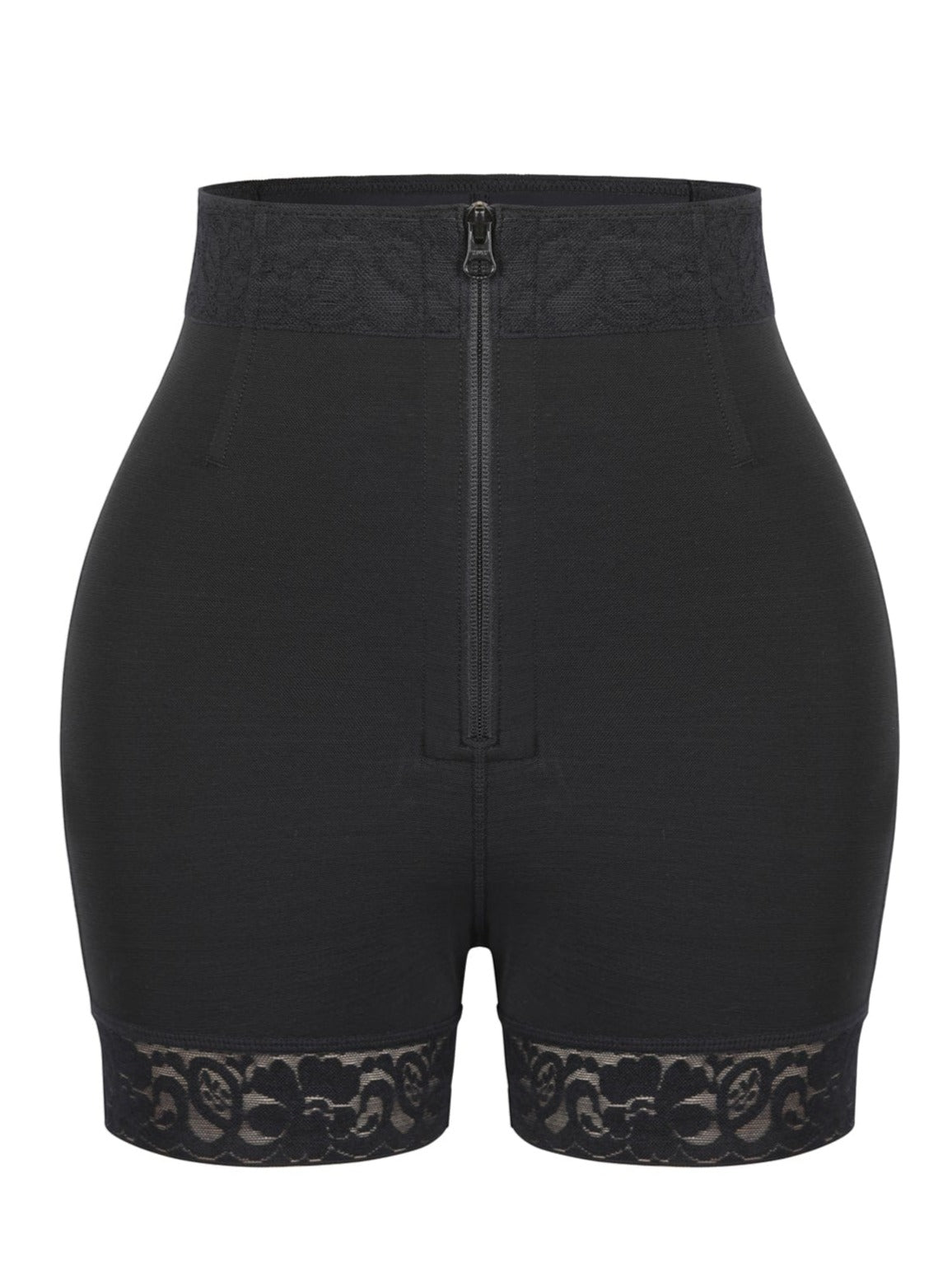 Front Zipper Butt Lifter Shorts Black 4