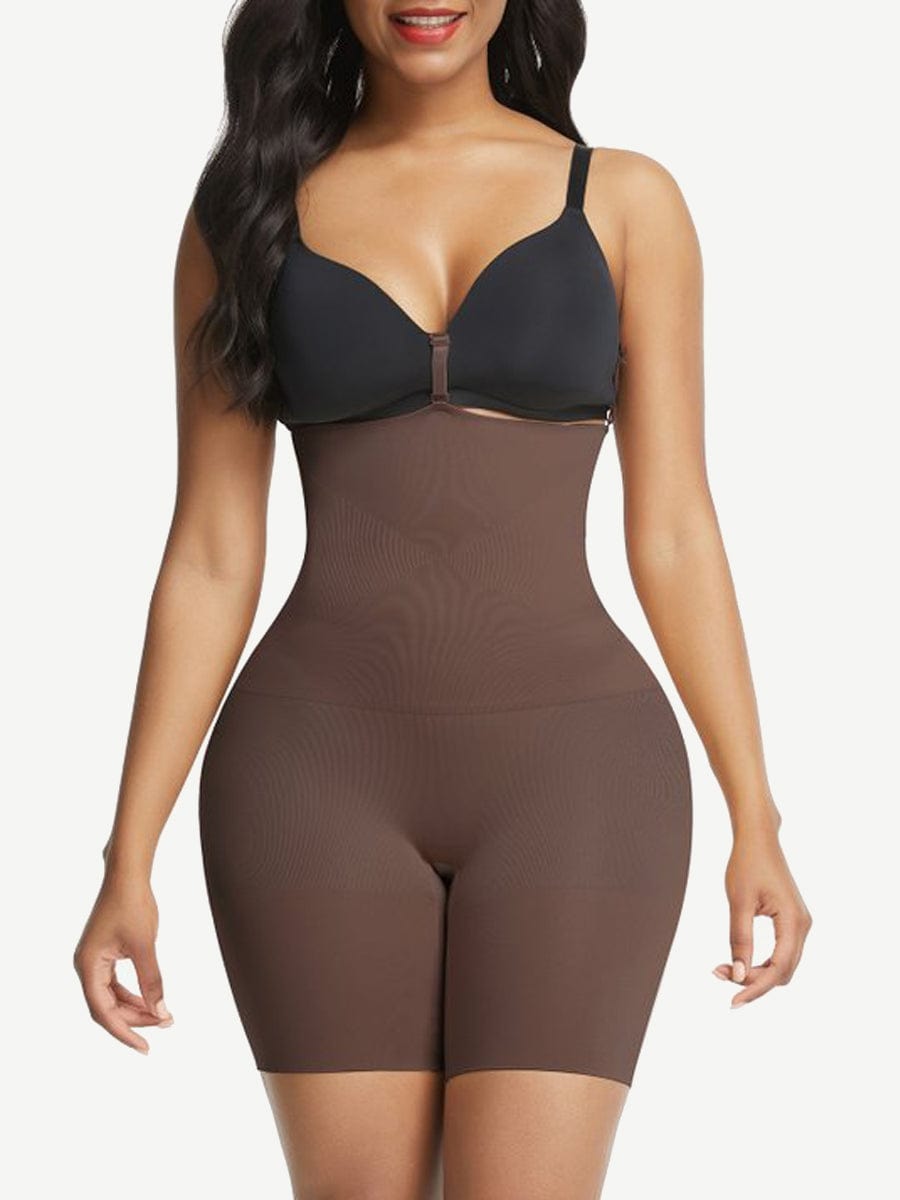 Three-Buckle Seamless Butt Lifter Bodycon Dark Brown 4