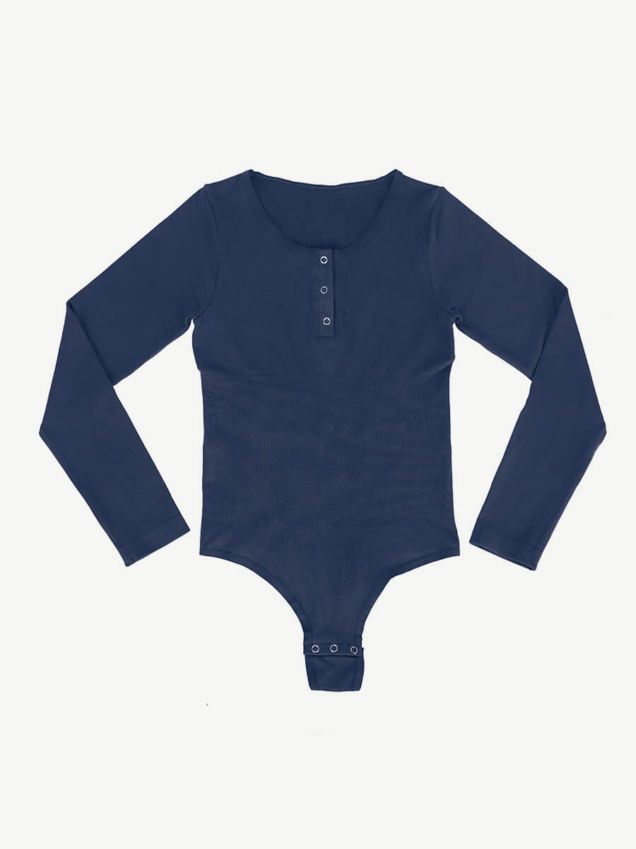 Seamless Outer Long Sleeve Thong Bodysuit 9