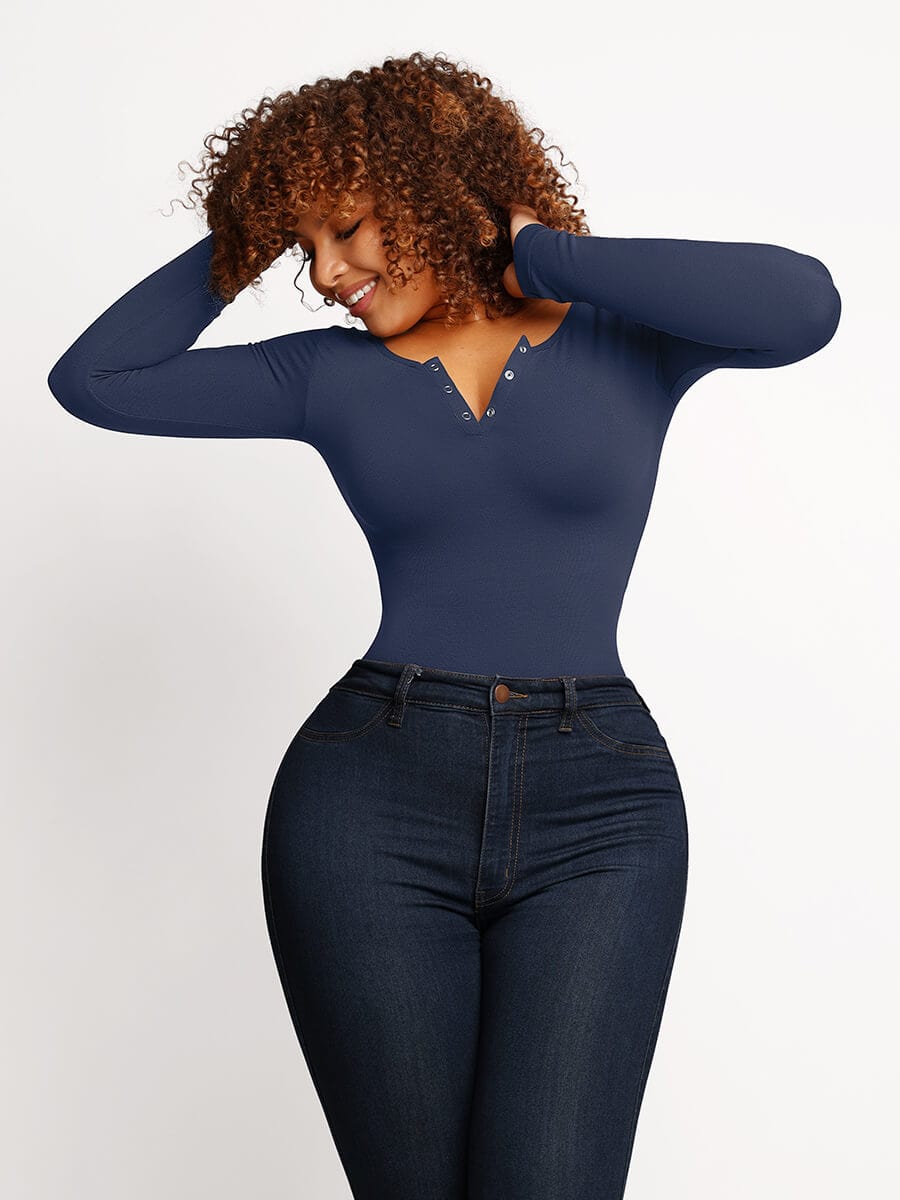 Seamless Outer Long Sleeve Thong Bodysuit 6