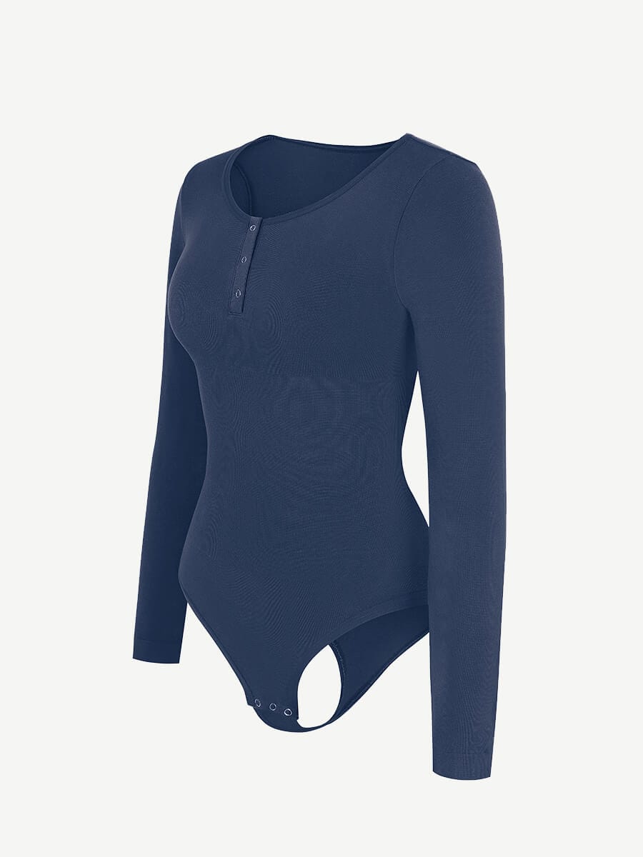 Seamless Outer Long Sleeve Thong Bodysuit 8