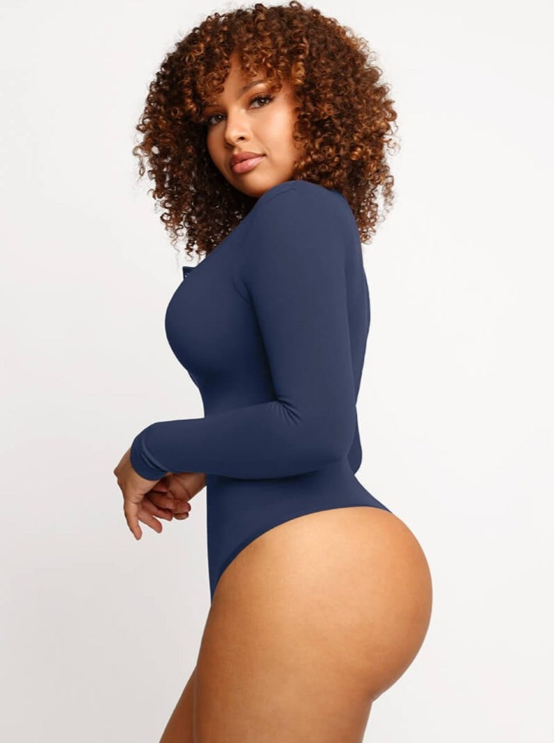 Seamless Outer Long Sleeve Thong Bodysuit 2