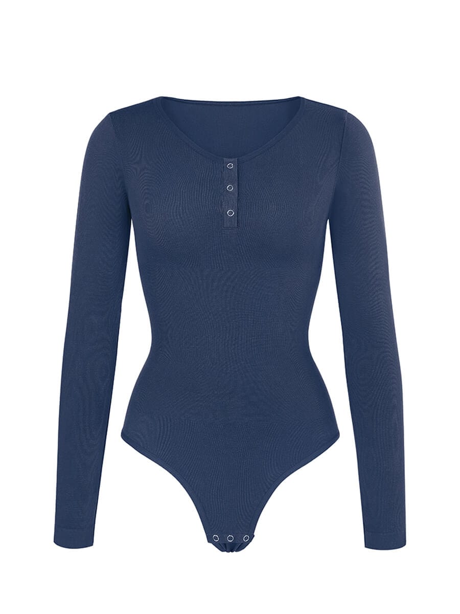 Seamless Outer Long Sleeve Thong Bodysuit 7