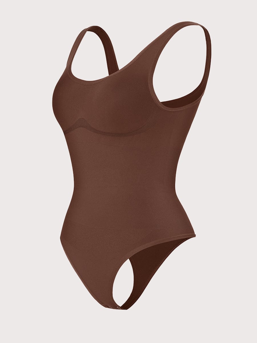 Eco-Friendly Outerwear Belly Control Thong Bodysuit Black 2