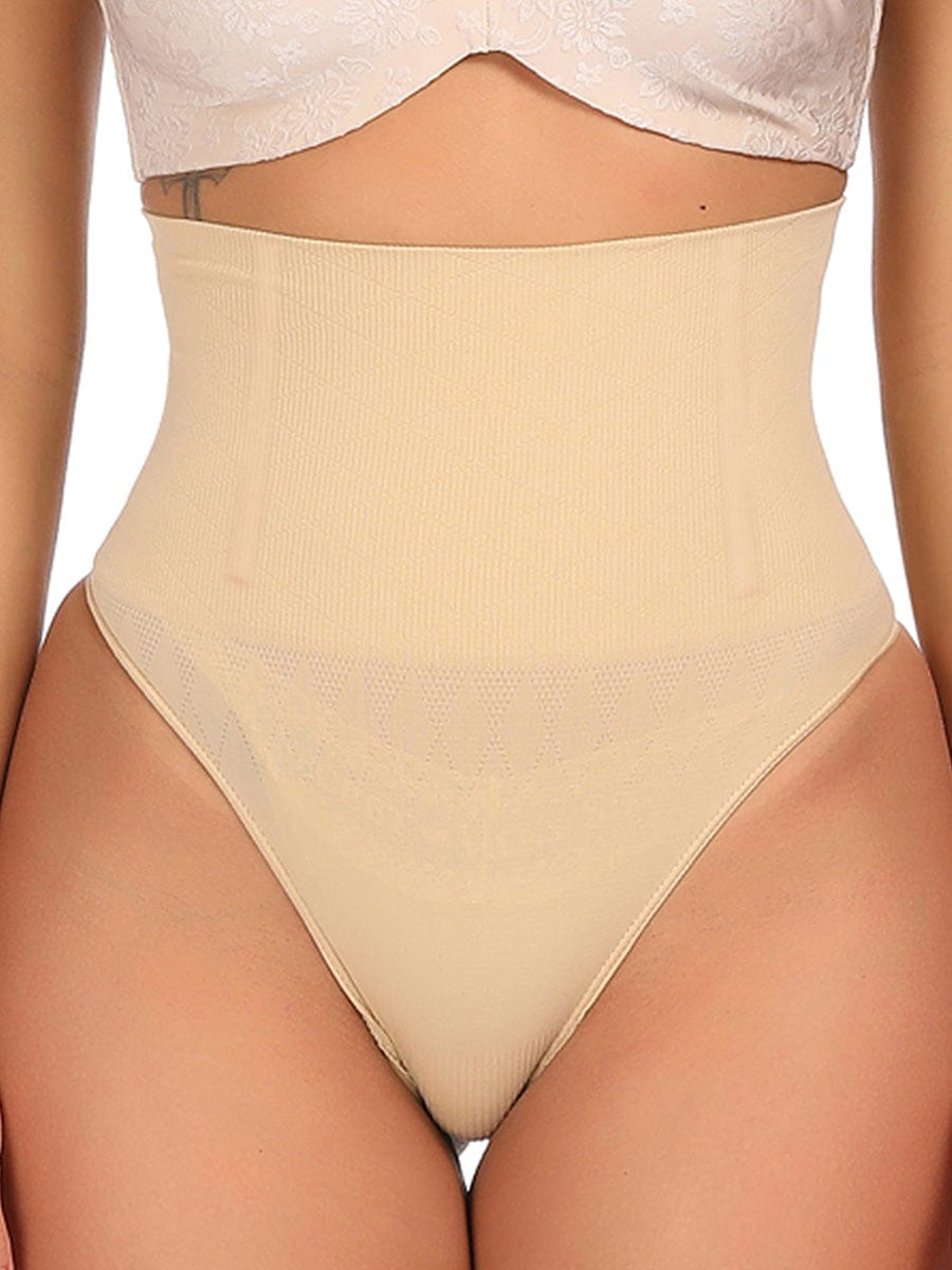 Seamless 4 Steel Bone Shapewear Thong Black 2