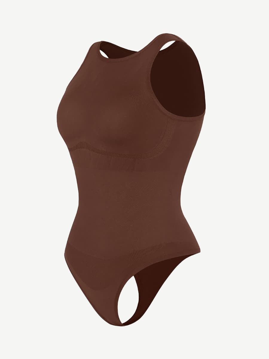 Eco-Friendly Outer Crew Thong Bodysuit Dark Brown 4