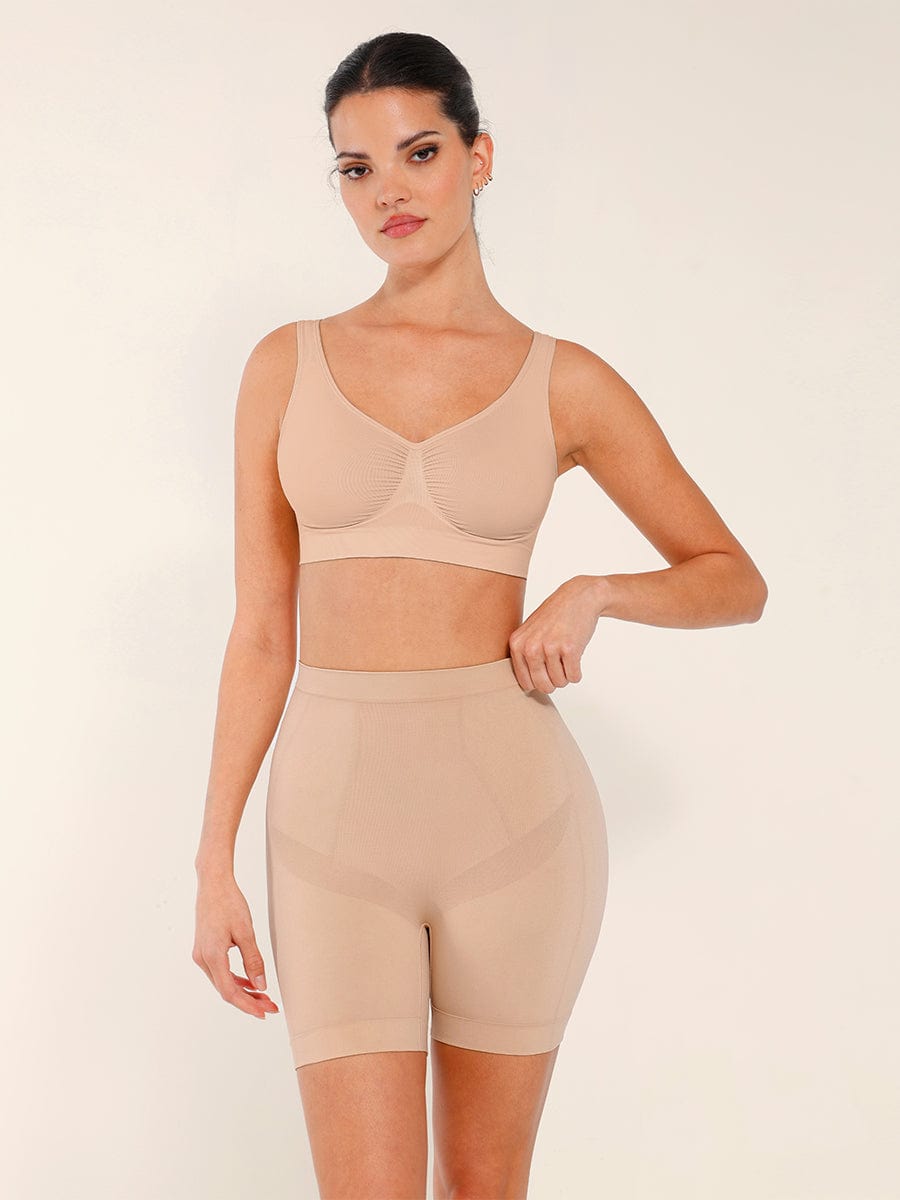 Seamless Mid-Waist Tummy Control Boyshorts Dark Brown 2