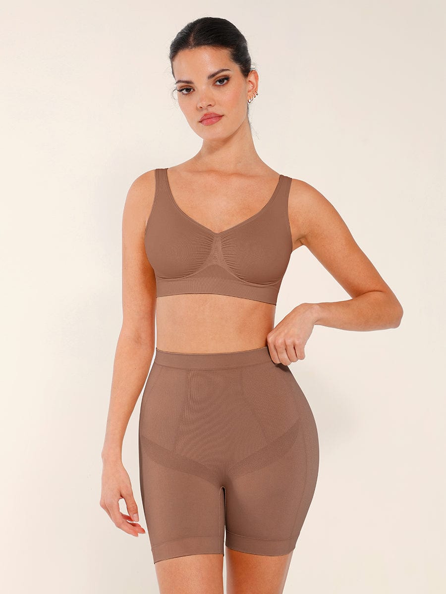 Seamless Mid-Waist Tummy Control Boyshorts Dark Skin 2
