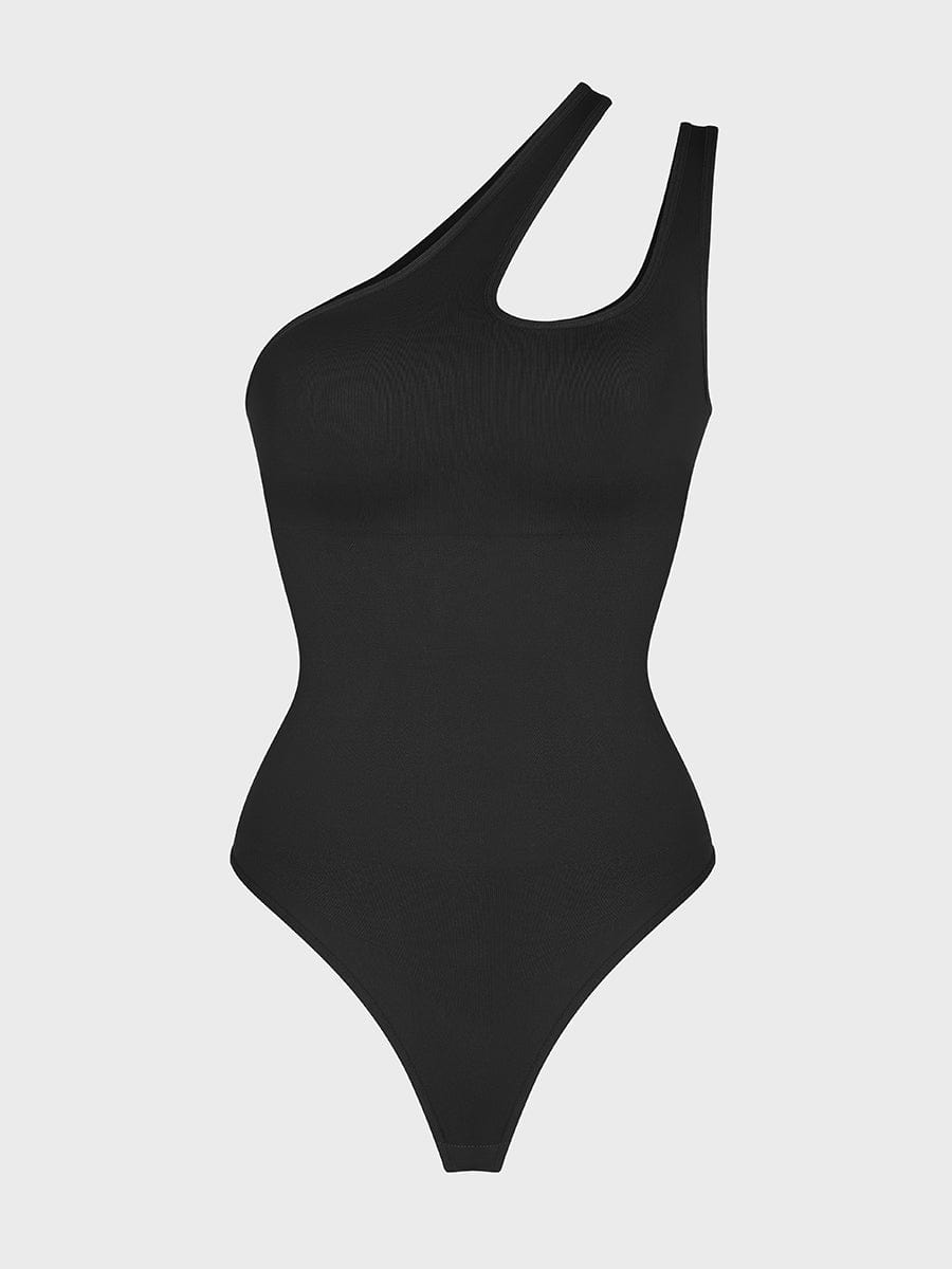 One-Shoulder Cut-Out Waist Compression Bodysuit 16