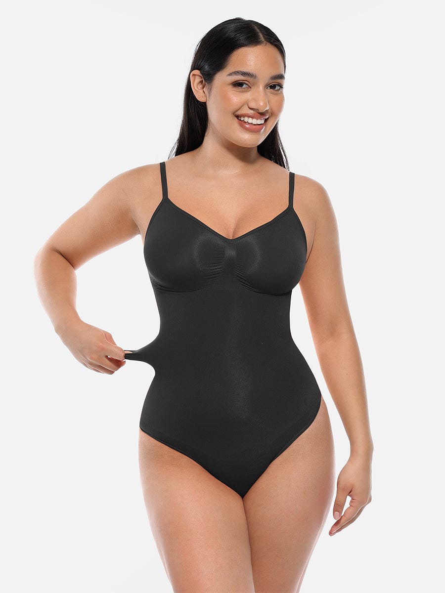 Seamless Covered Bust Thong Bodysuit Dark Brown 5