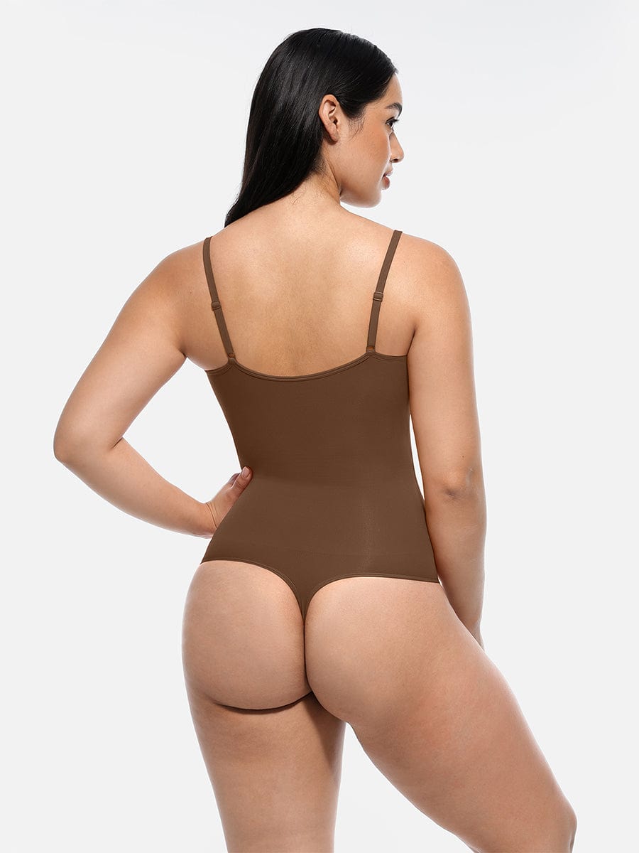 Seamless Covered Bust Thong Bodysuit Black 5