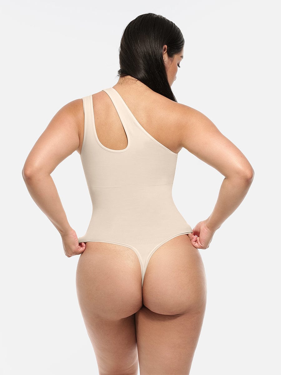 One-Shoulder Cut-Out Waist Compression Bodysuit 23