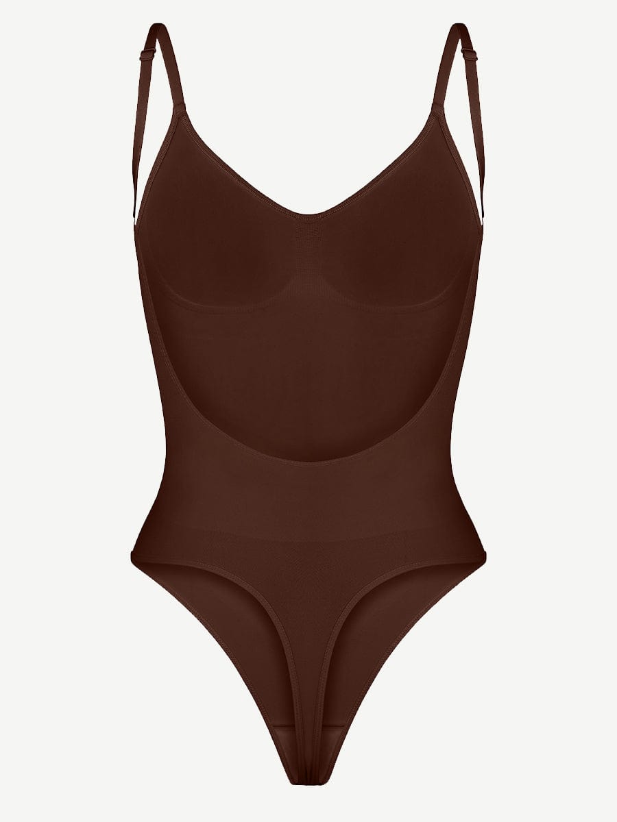 Seamless Cover-Breast Open-Back Thong Bodysuit Light Skin 2