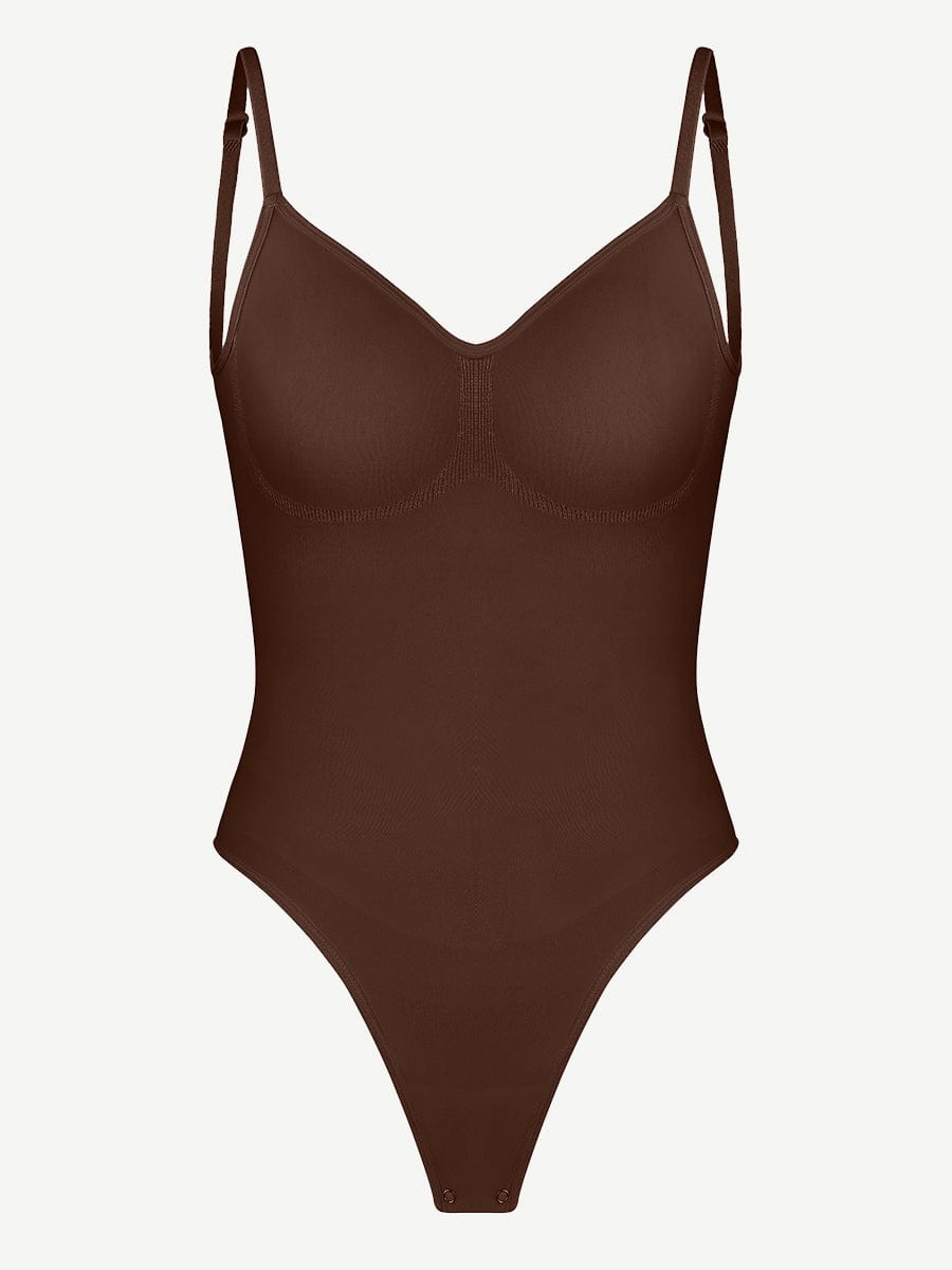 Seamless Cover-Breast Open-Back Thong Bodysuit Light Skin 1