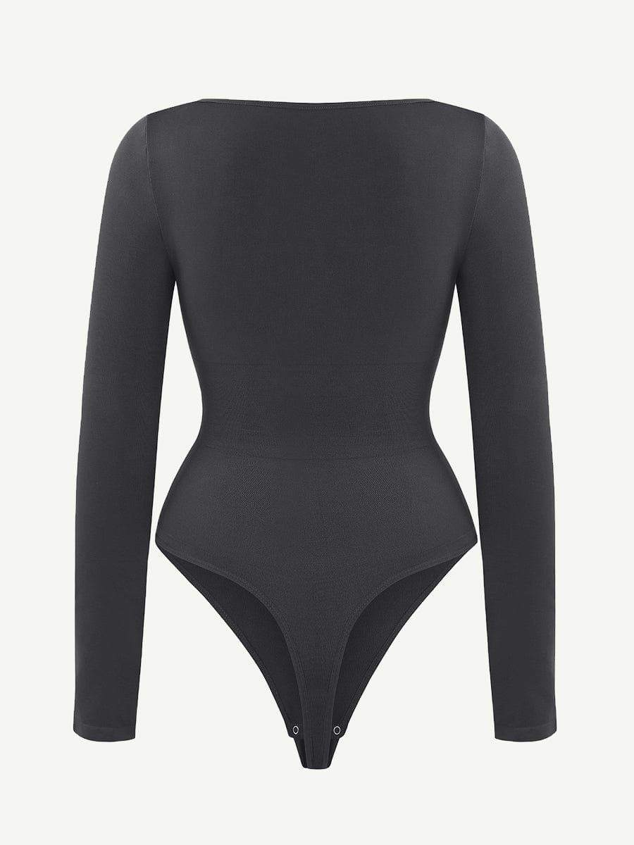 Eco-Friendly Square Neck Long Sleeve Waist Control Bodysuit 3