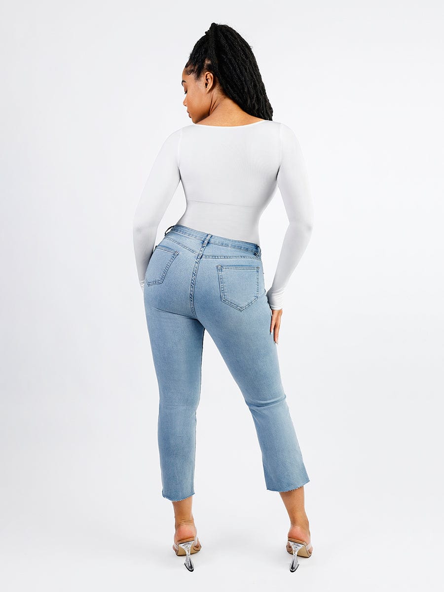 Eco-Friendly Square Neck Long Sleeve Waist Control Bodysuit 10