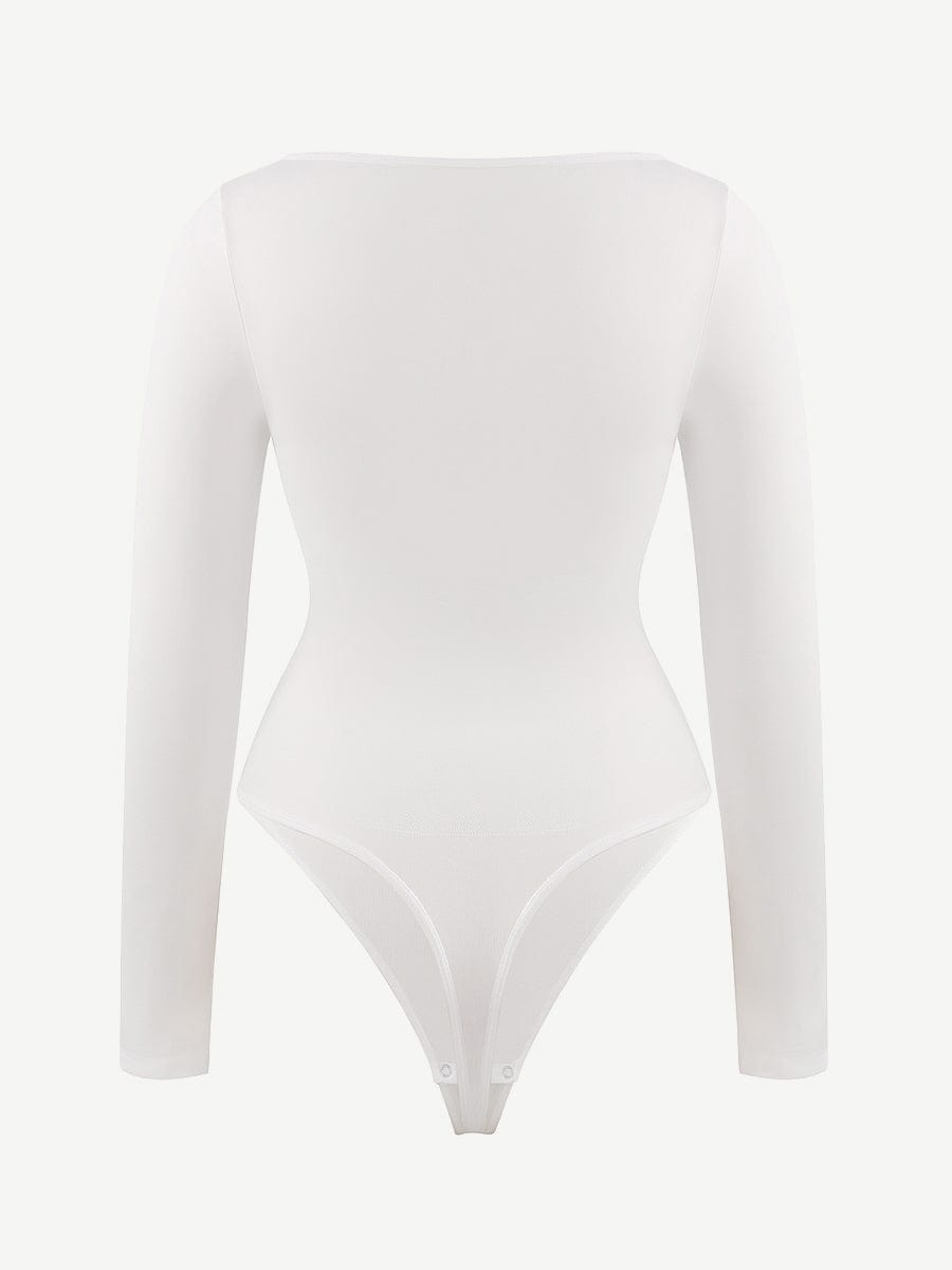 Eco-Friendly Square Neck Long Sleeve Waist Control Bodysuit 12