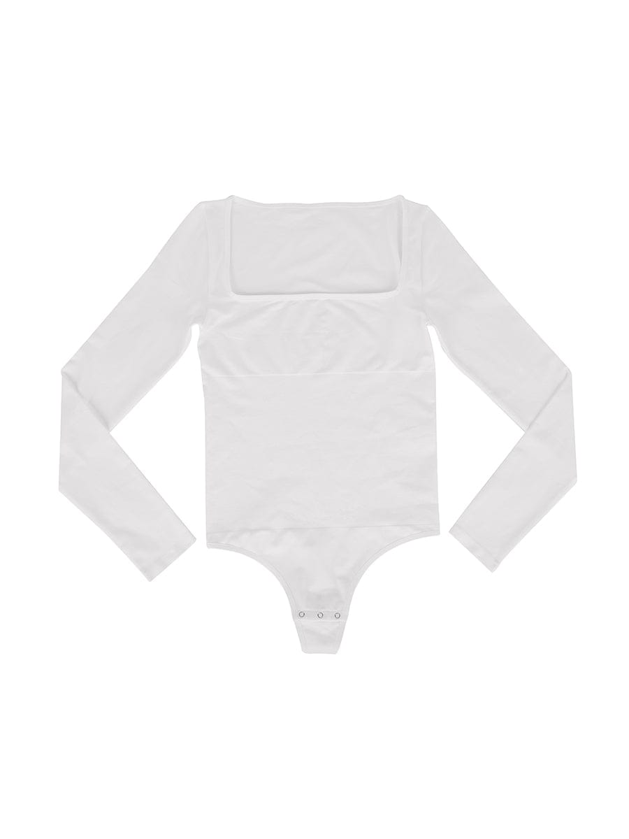 Eco-Friendly Square Neck Long Sleeve Waist Control Bodysuit 13