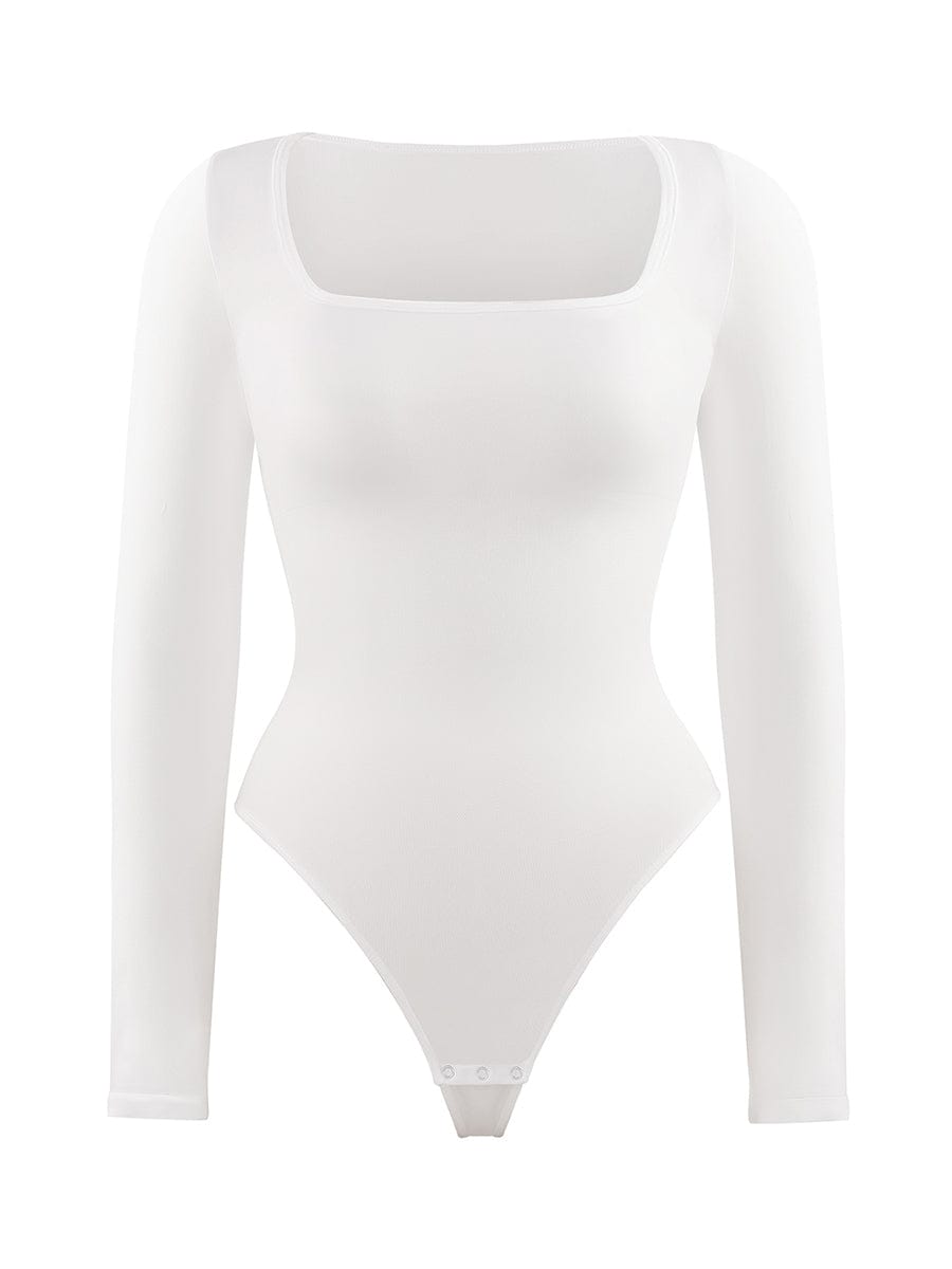 Eco-Friendly Square Neck Long Sleeve Waist Control Bodysuit 11