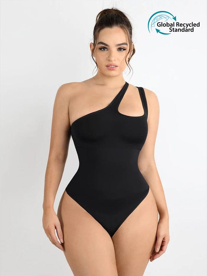 One-Shoulder Cut-Out Waist Compression Bodysuit 12