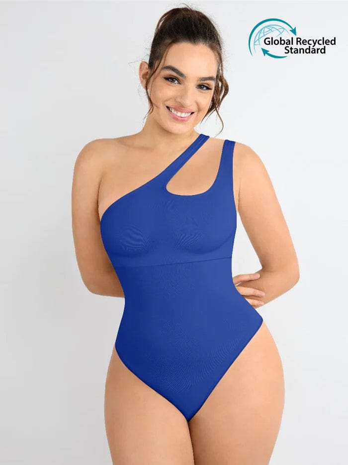 One-Shoulder Cut-Out Waist Compression Bodysuit 1