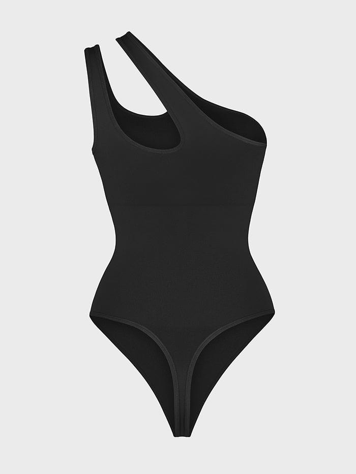 One-Shoulder Cut-Out Waist Compression Bodysuit 18