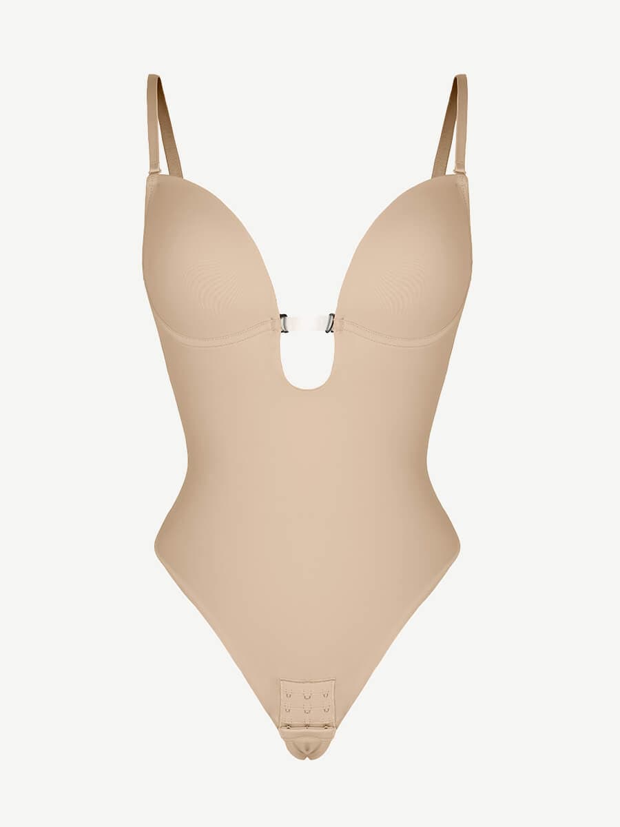 Low-Cut Wedding Thong Bodysuit Black 3
