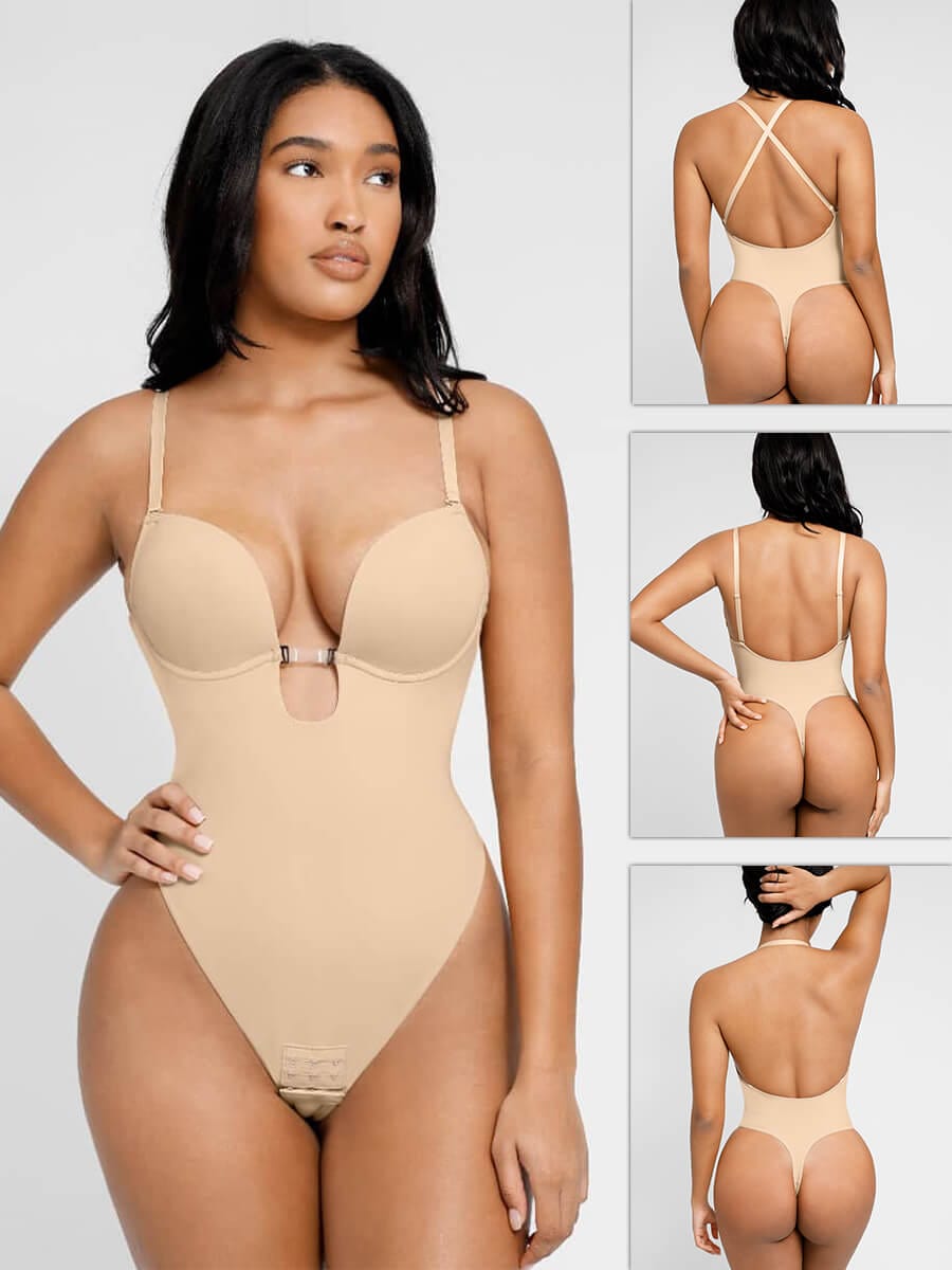 Low-Cut Wedding Thong Bodysuit Black 4