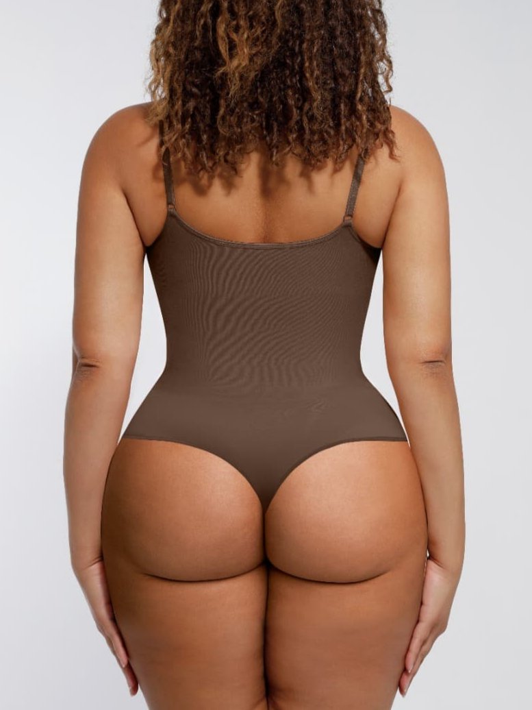 Seamless Covered Bust Thong Bodysuit Dark Skin 4