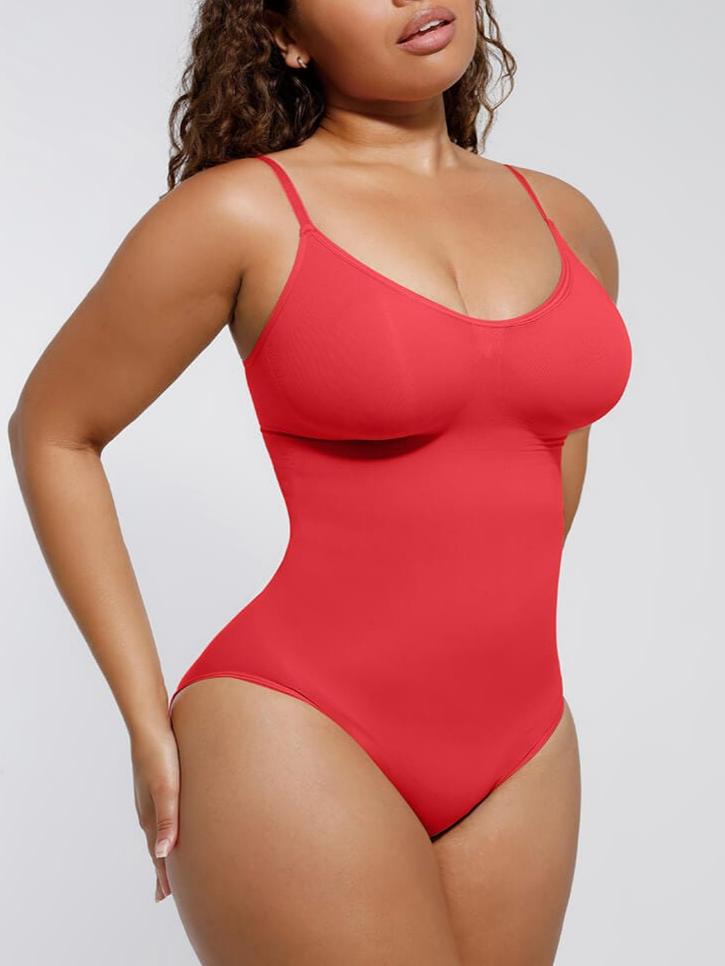 Seamless Covered Bust Thong Bodysuit Dark Pink 5