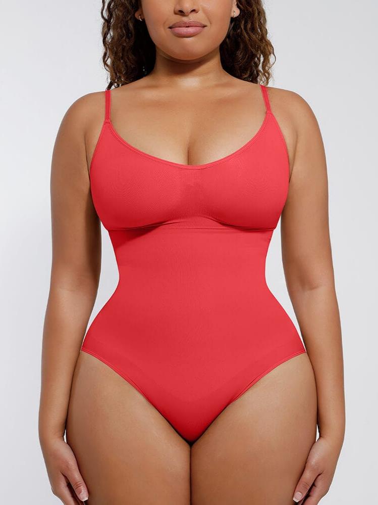 Seamless Covered Bust Thong Bodysuit Dark Pink 4