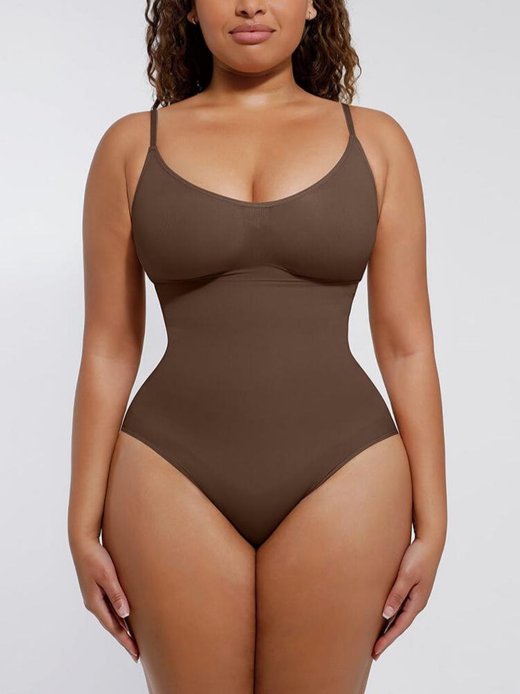 Seamless Covered Bust Thong Bodysuit Dark Skin 2