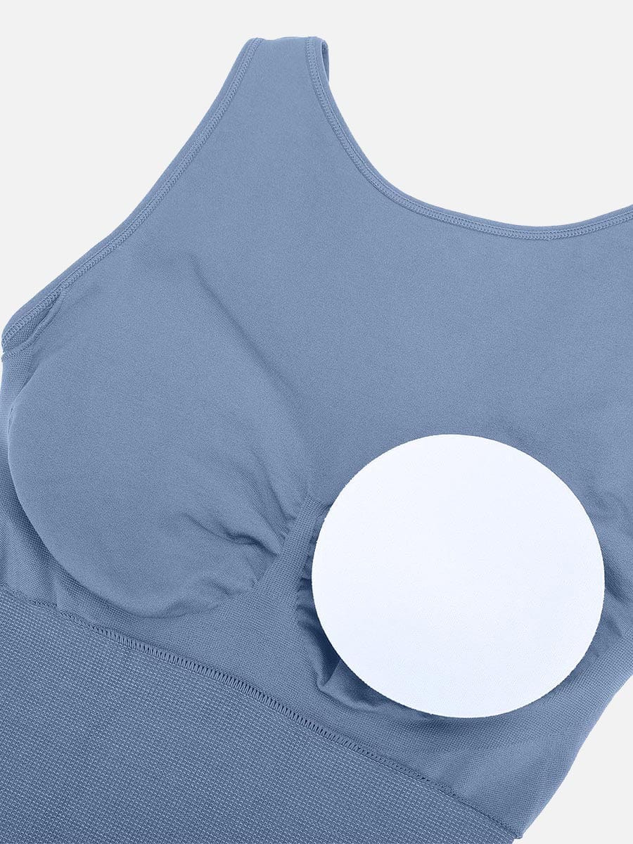 Round Neck U-Back Bodysuit With Removable Cups Dark Gray 3