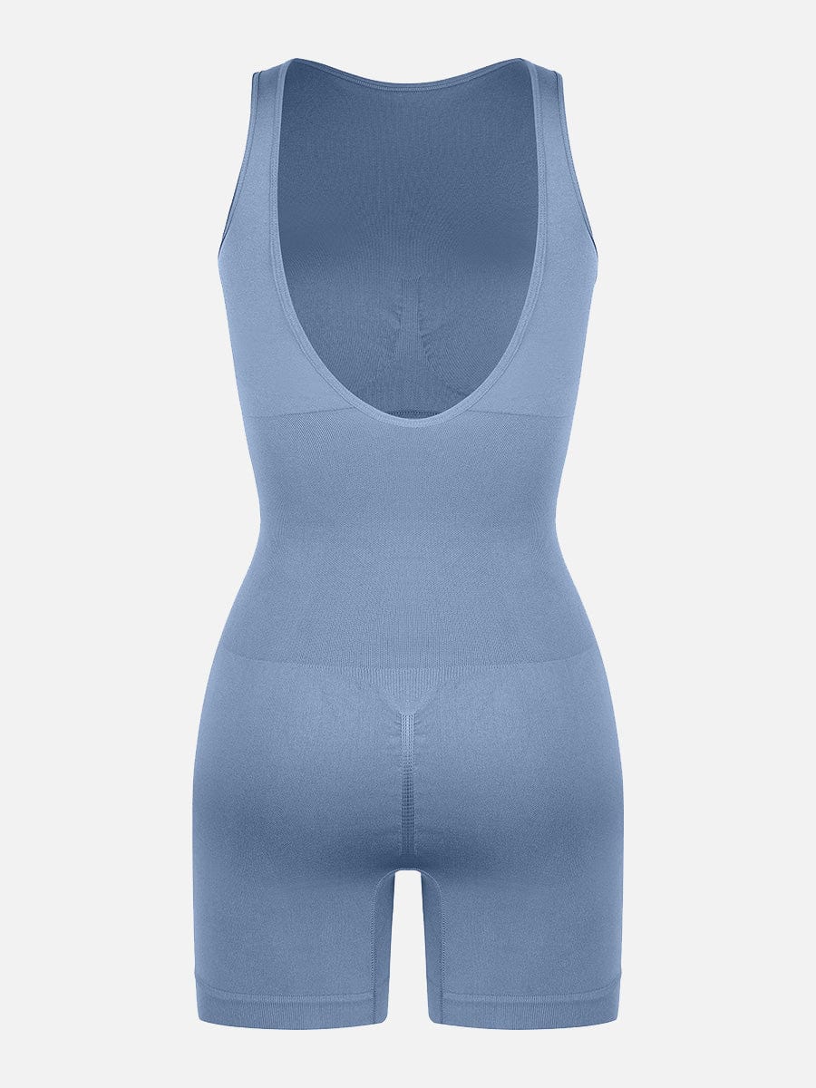 Round Neck U-Back Bodysuit With Removable Cups Dark Gray 2